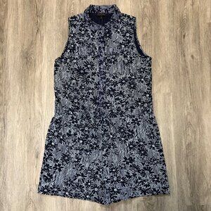 NWT Banana Republic Factory Women's Size 6 Romper 100% Lyocell Blue White Floral
